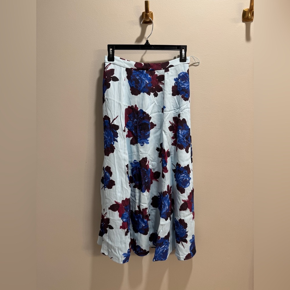 New Erdem Rossini Rose Ice Blue Long Panel Skirt Size 4 - Picture 2 of 5